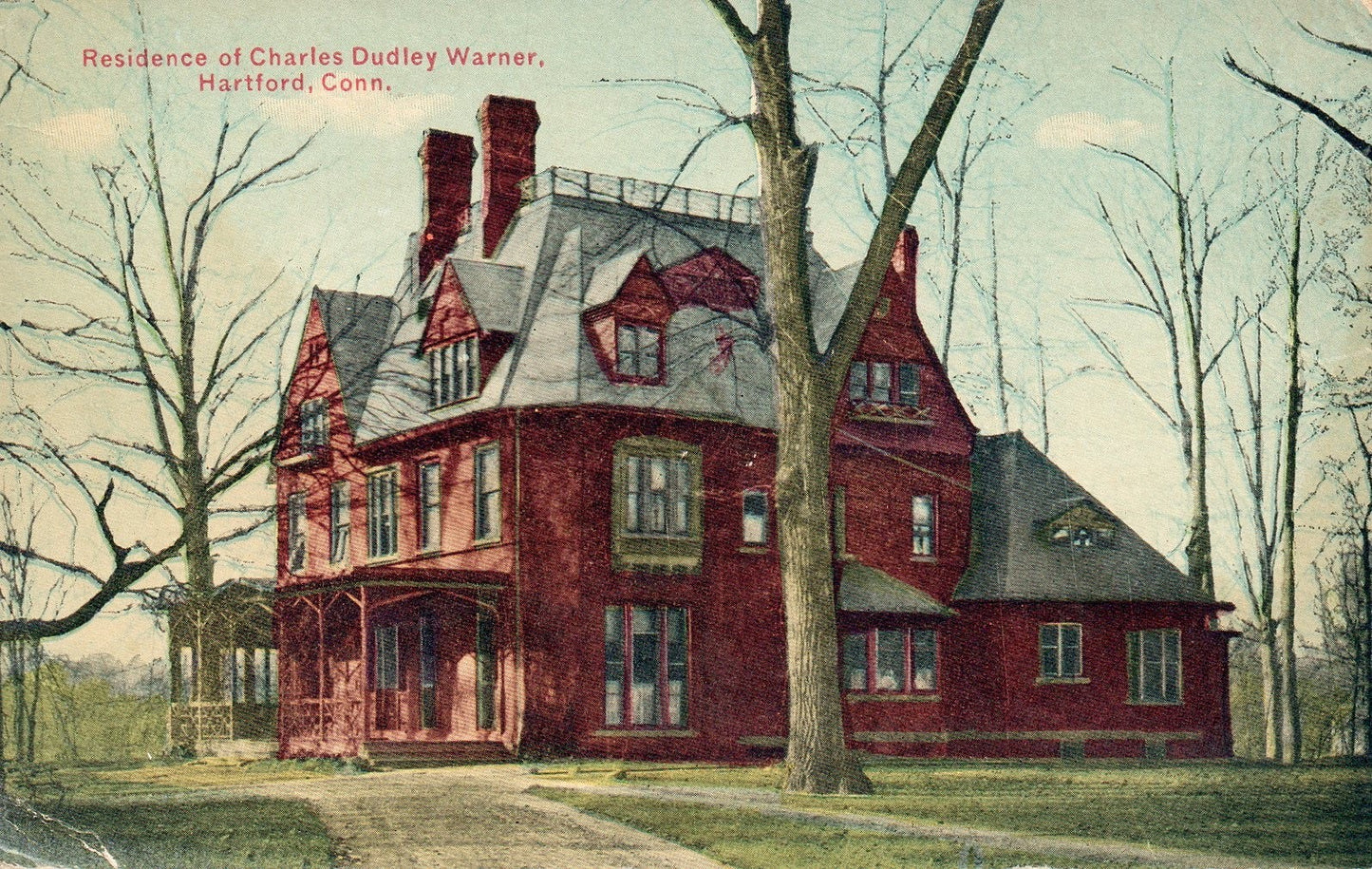 Residence of Charles Dudley Warner in Hartford CT Connecticut Postcard