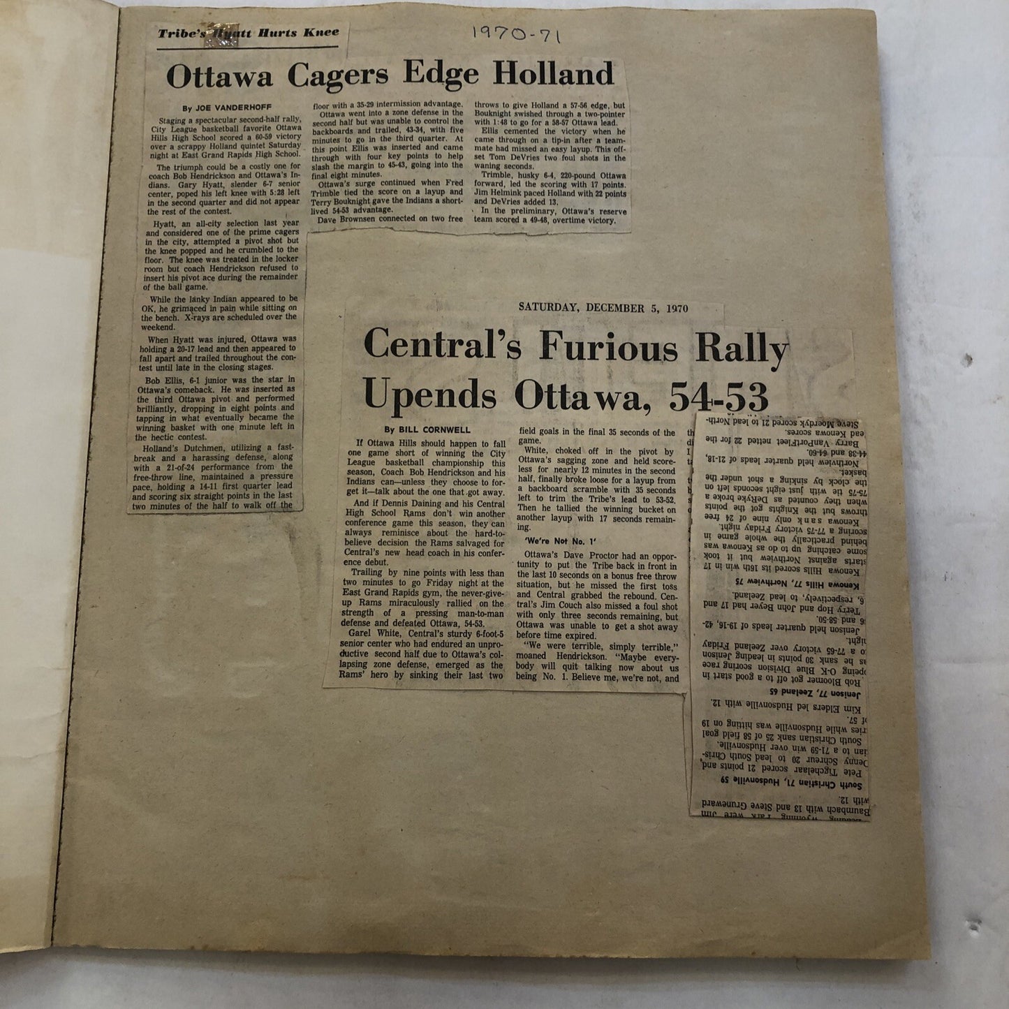 Scrapbook Early 1970s Sports Ottawa Hills School Grand Rapids MI Mich Ephemera