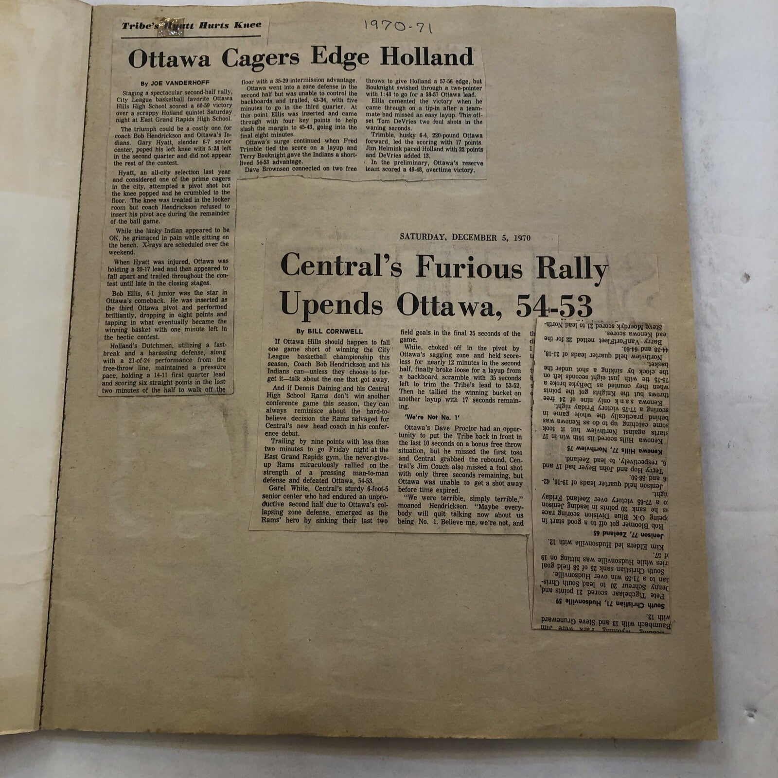 Scrapbook Early 1970s Sports Ottawa Hills School Grand Rapids MI Mich Ephemera