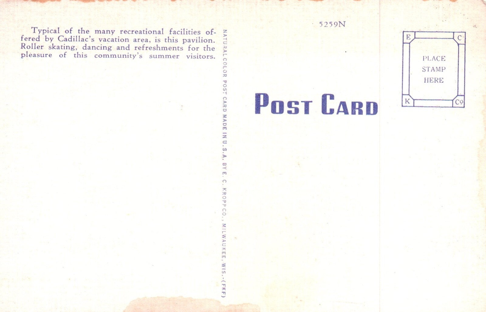 Park of The Lakes Pavilion in Cadillac MI Michigan Postcard