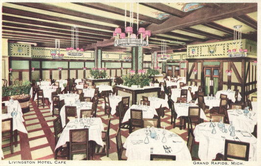 1930's Interior Livingston Hotel Cafe restaurant Grand Rapids, Michigan MI