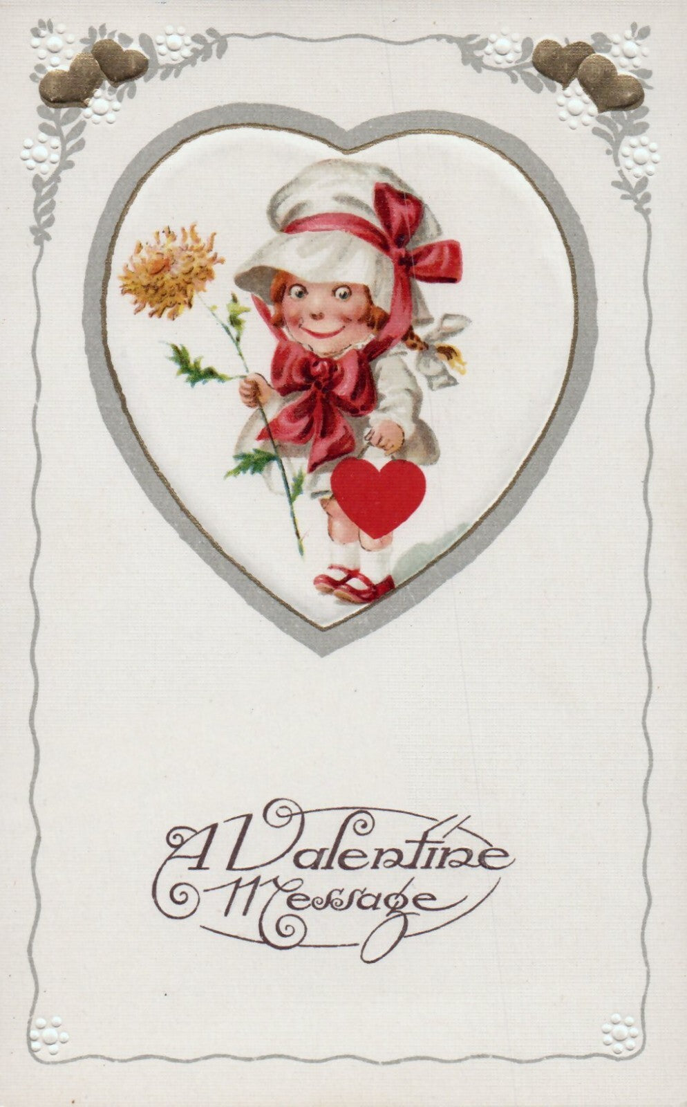 John Winsch Jason Frexias Little Girl Holding a Flower Valentines Day Postcard
