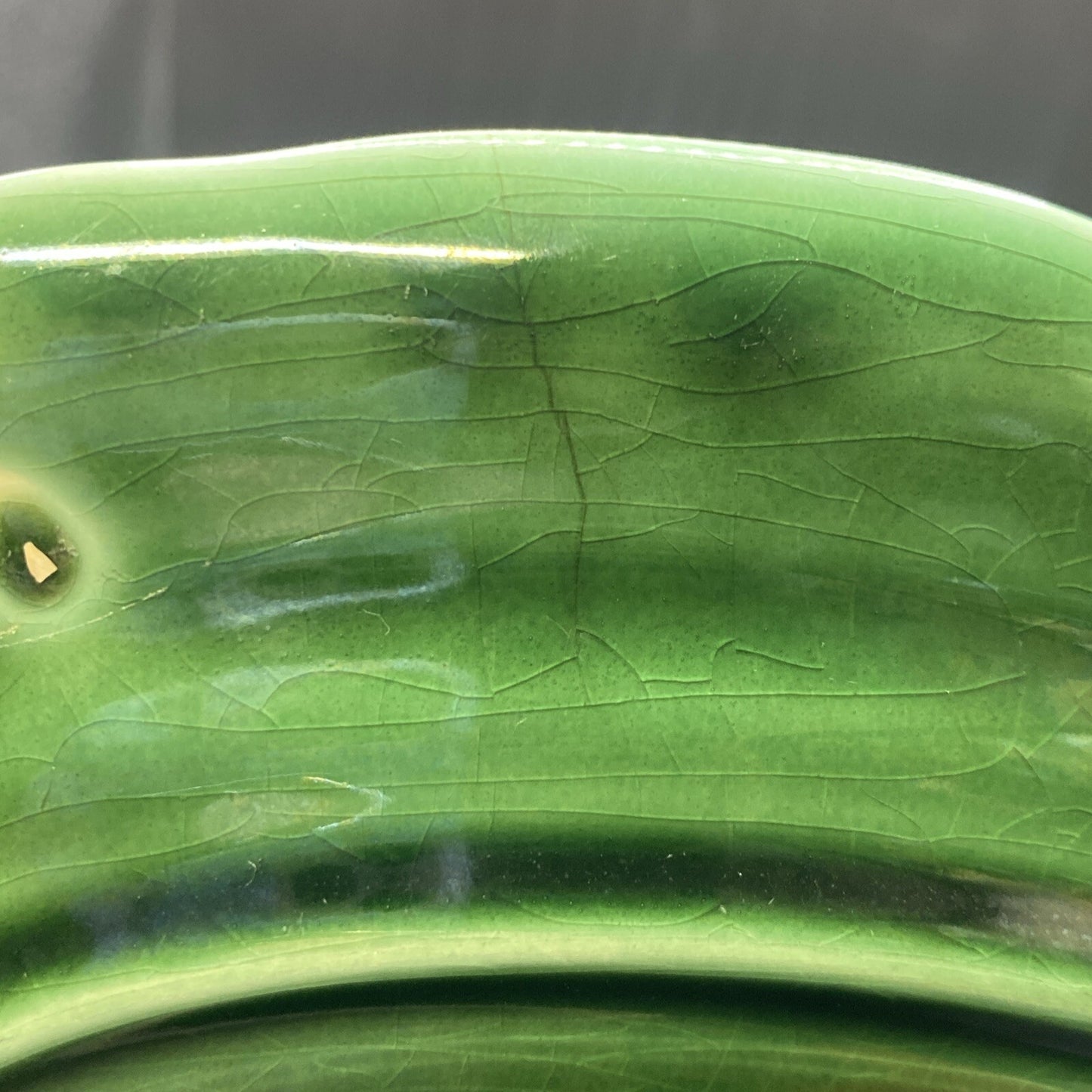 9.5" Oval Platter Vintage 1930's Mount Clemens Petalware DARK GreenP