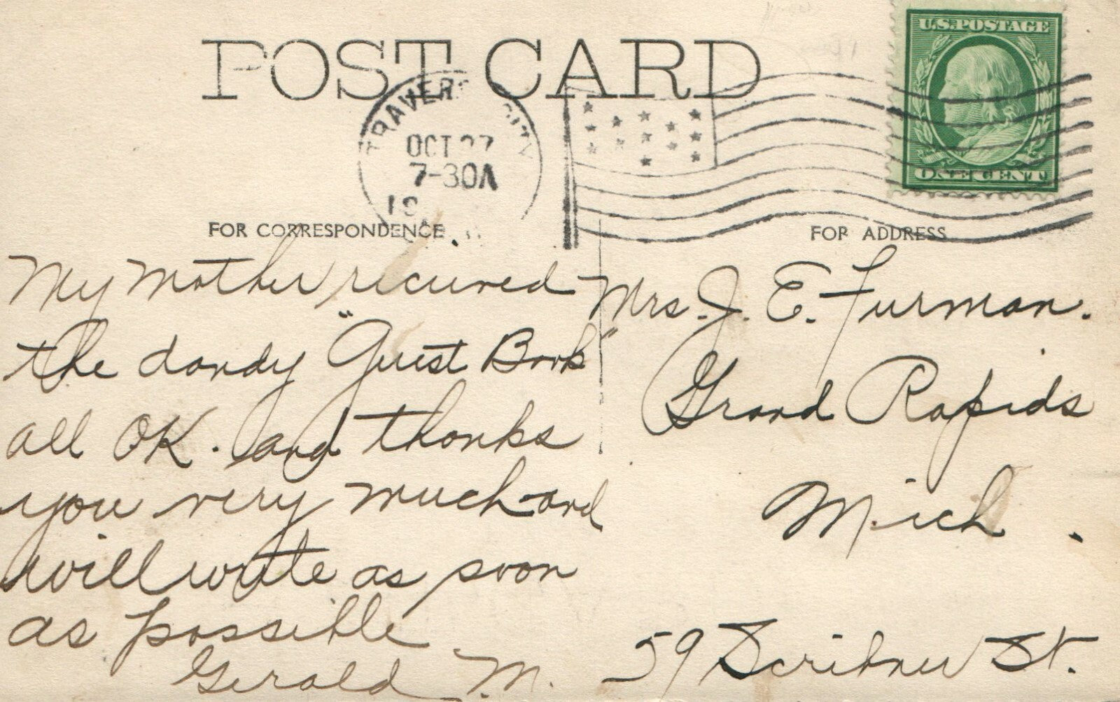 Real Photo Congregational Church Traverse City Michigan MI Postcard