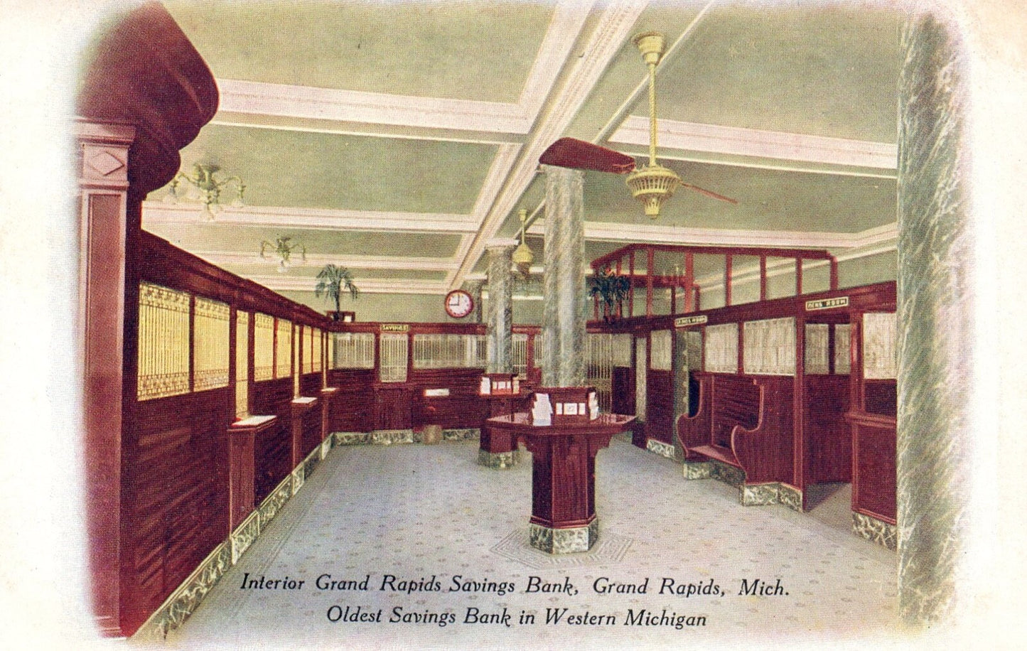 RARE Interior GR Savings Bank in Grand Rapids MI MICH MICHIGAN Postcard