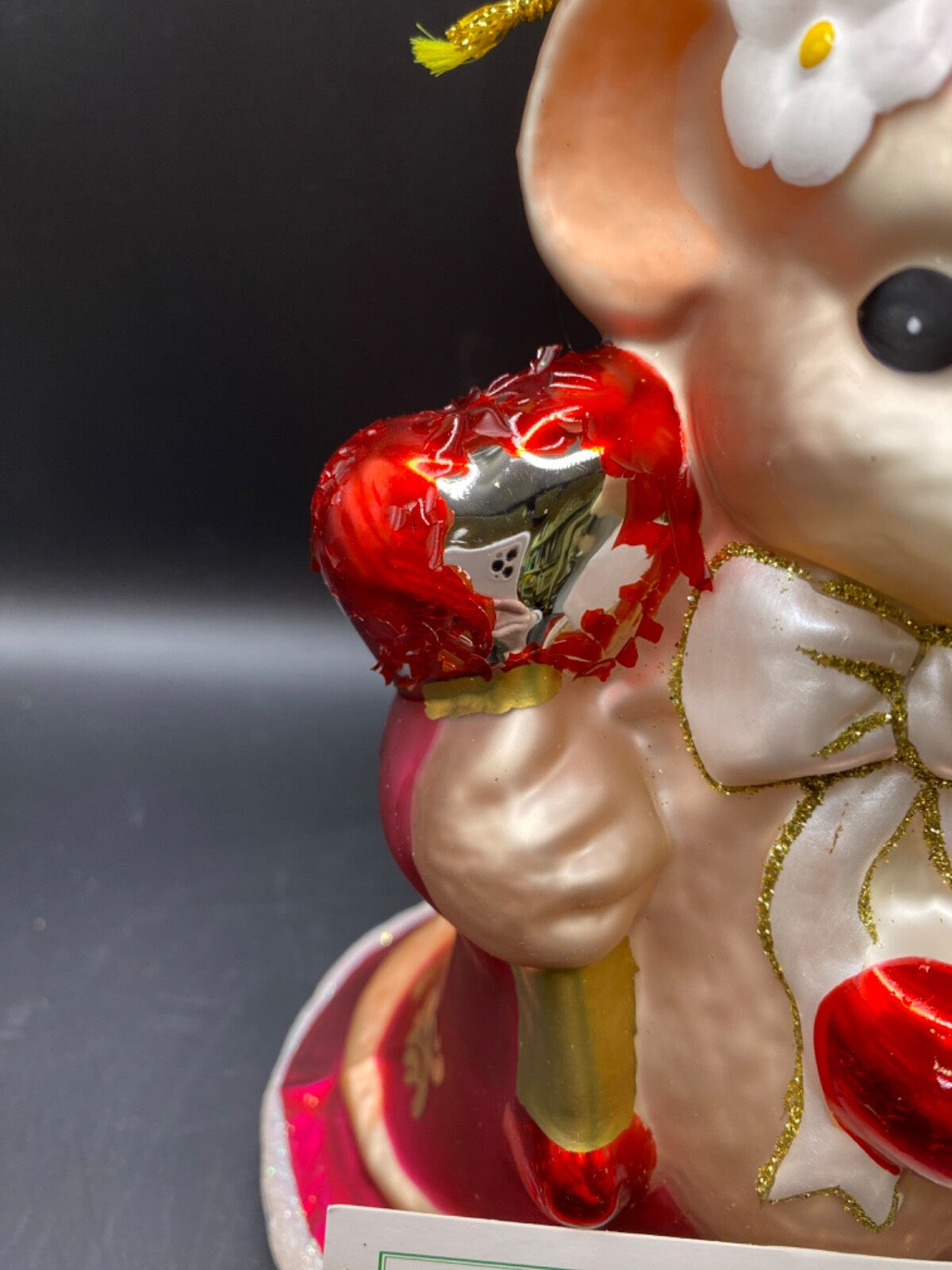 Fitz & Floyd Charming Tails Queen of My Heart Large Mouse Christmas Ornament