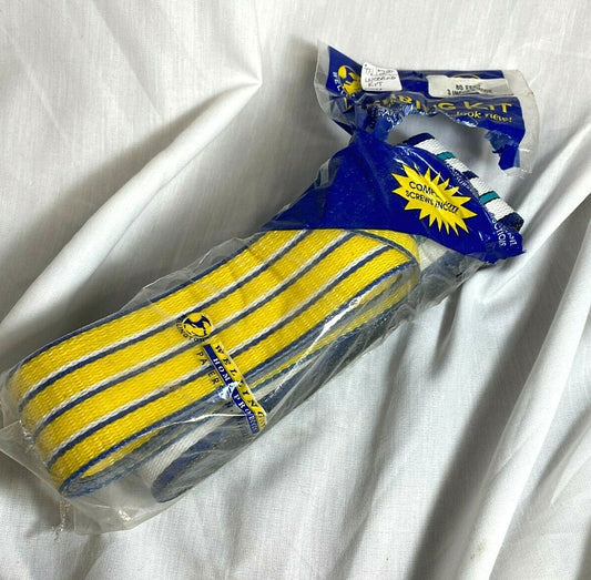 Vintage Set of 2 Striped Wellington Re Web Webbing Polypropylene Lawn Chair Kit 
