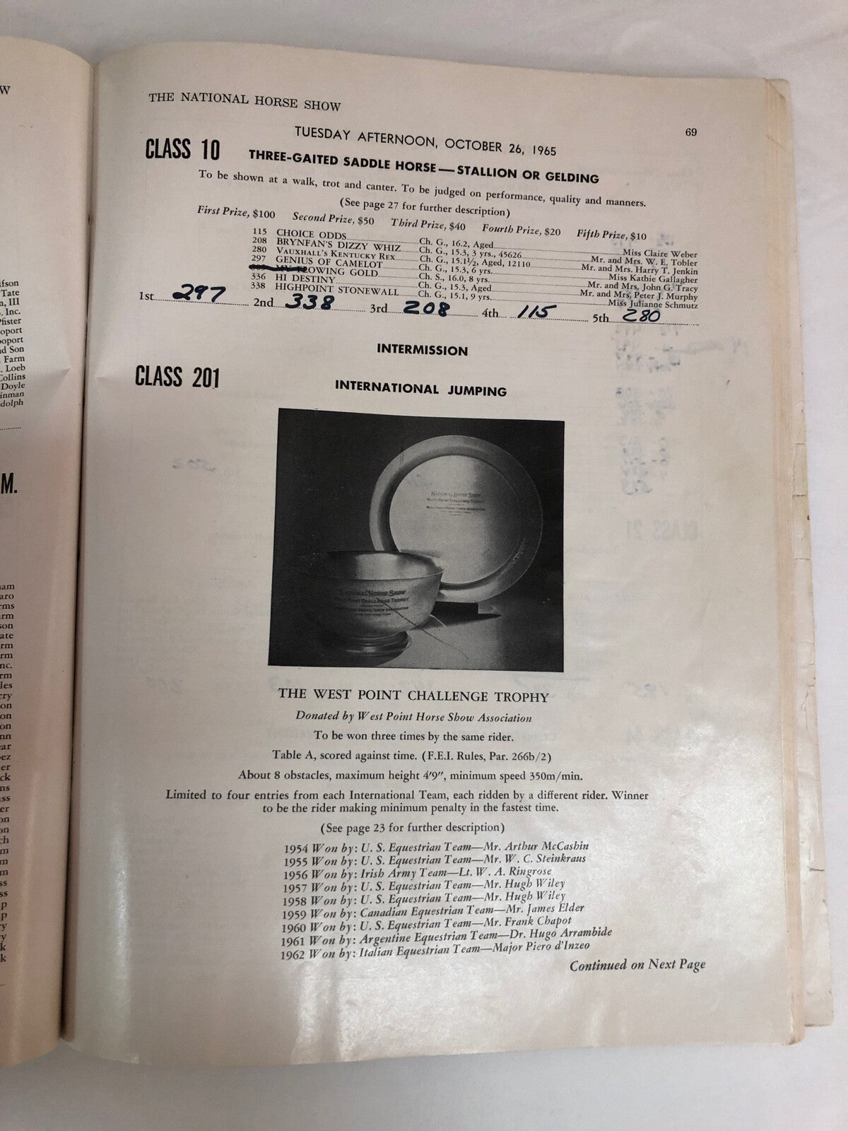 National Horse Show 1883-1965 Eighty Second Year Official Magazine 