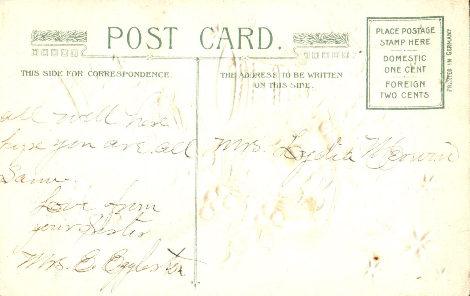 John Winsch Christmas Greetings Bells & Holly Gold Embosses Vintage Postcard