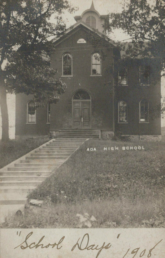 "School Days" 1908 Ada High School Ada Michigan MI Mich Postcard