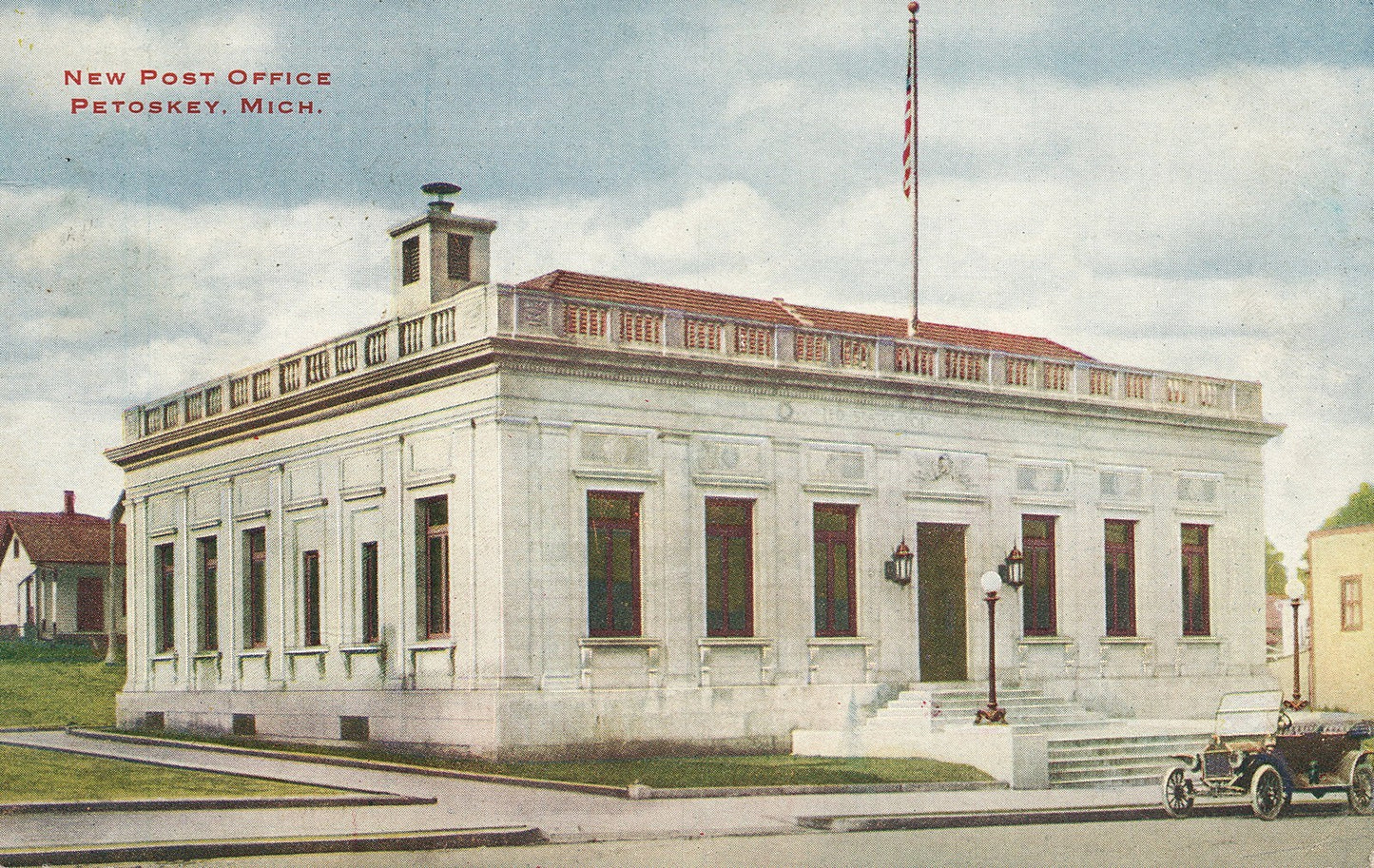 1921 New Post Office Petoskey Michigan MI  Postcard