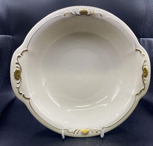 RARE 8.5" Waldershof Bavaria Serving Bowl with handles Cream with Gold Rim