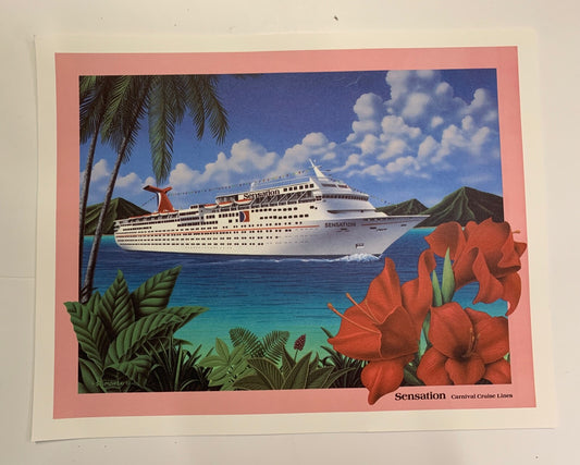 Vintage 1993 poster Sensation Carnival Cruise Lines advertisement Szumowski