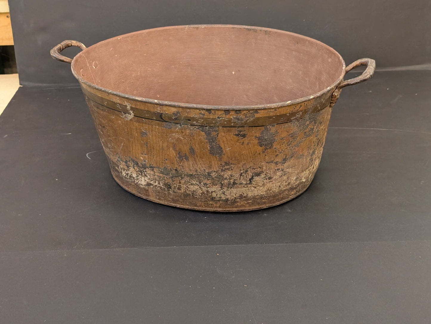 Antique Painted Tin Toleware Water Pitcher & Bowl Wash Basin Wood Grain yellow