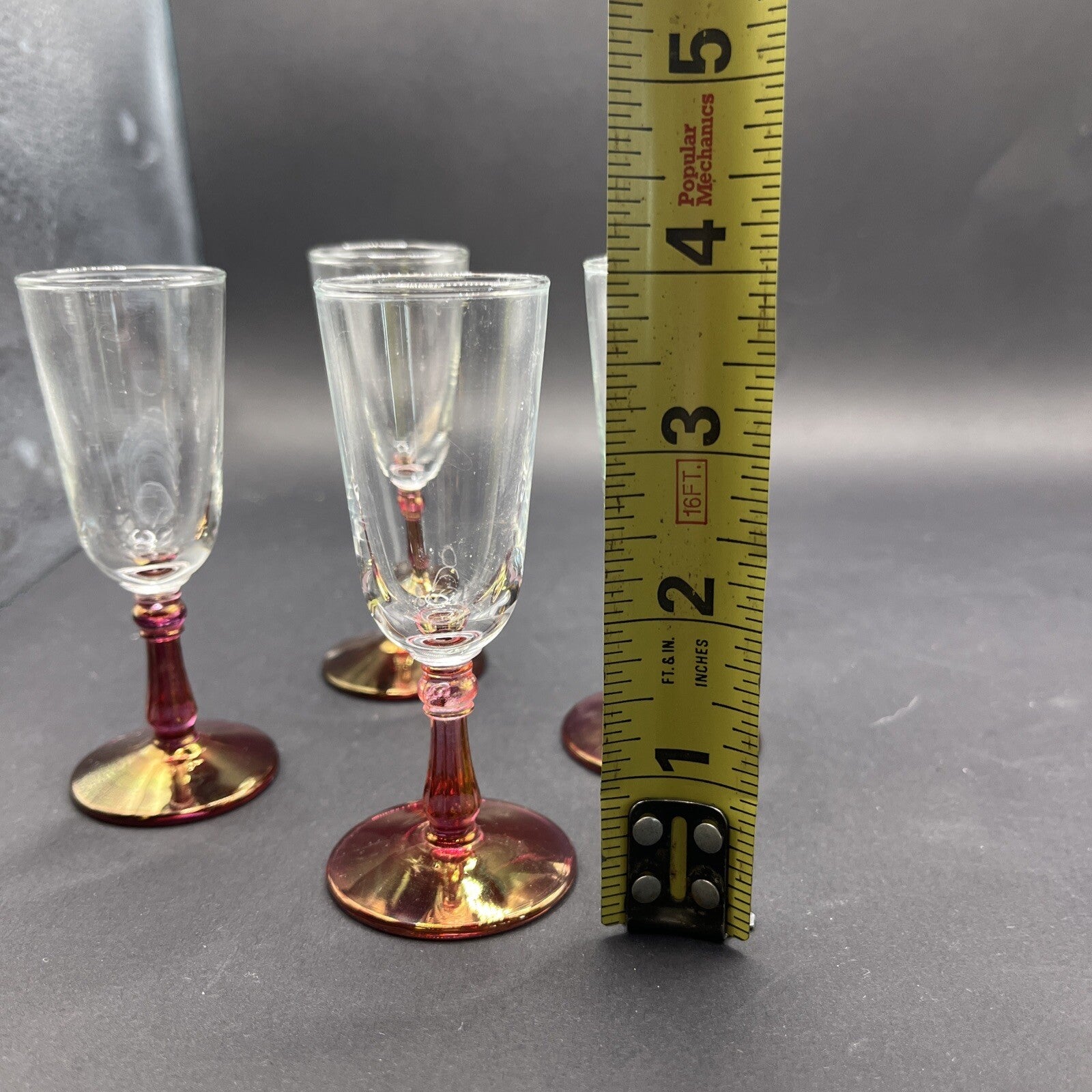 Cranberry Optic Cordial Sherry Glasses Set Of 4