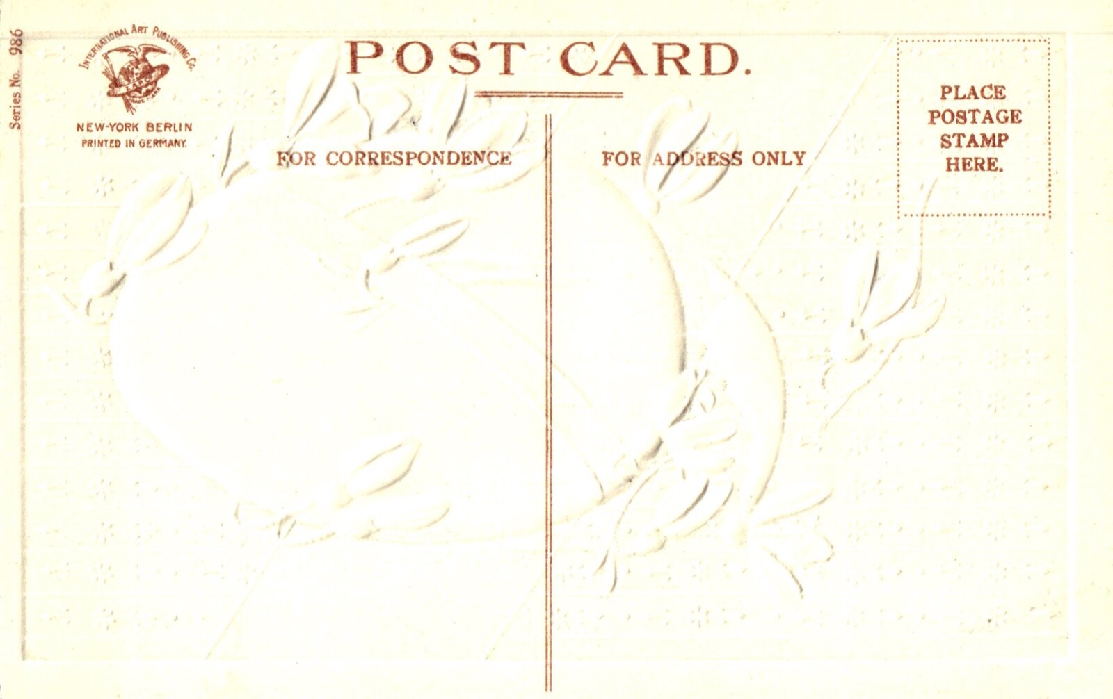 A Happy Easter Egg Embossed Silver Gilt Vintage Easter Postcard