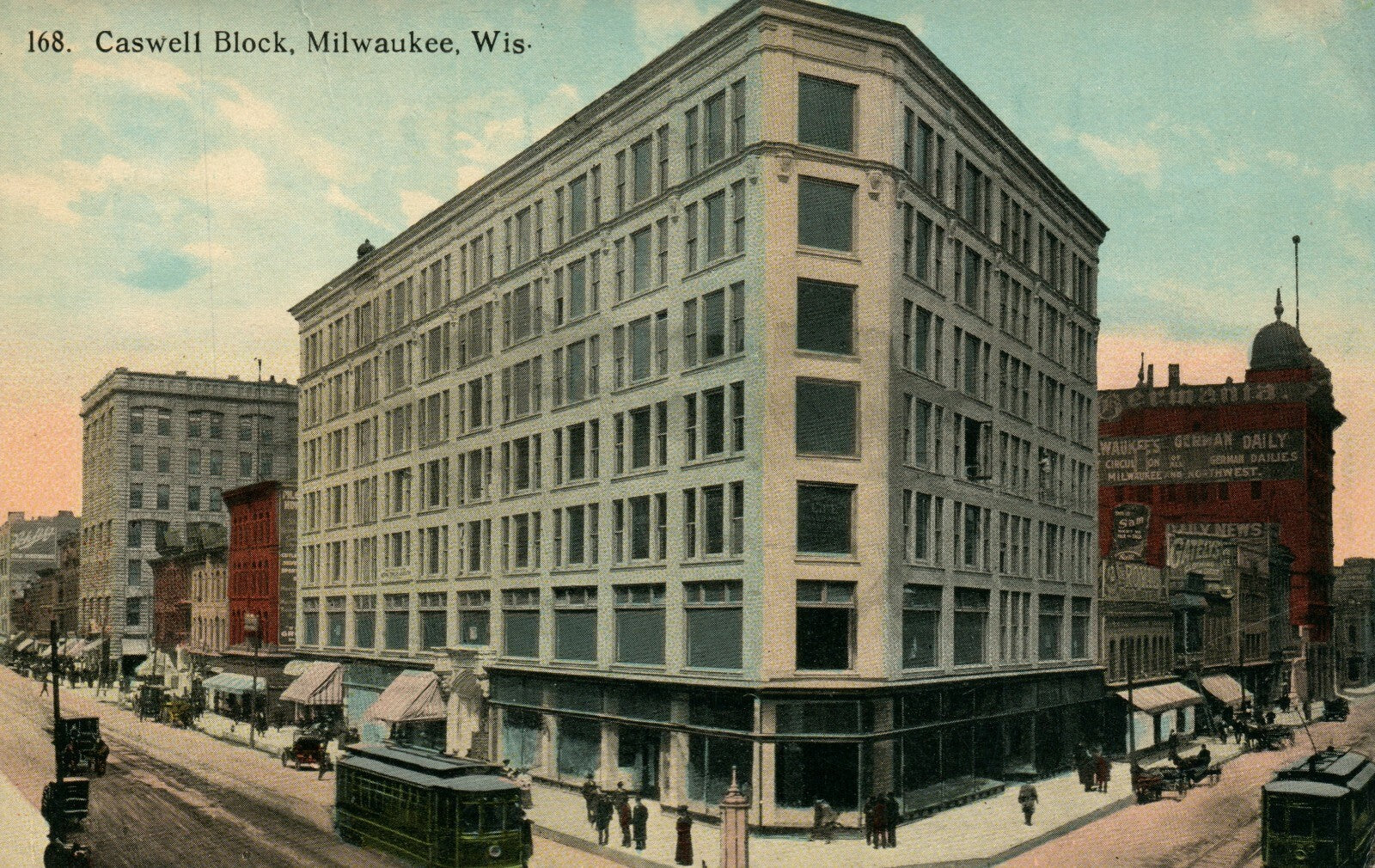 168 Caswell Block Milwaukee WIS Wisconsin Postcard