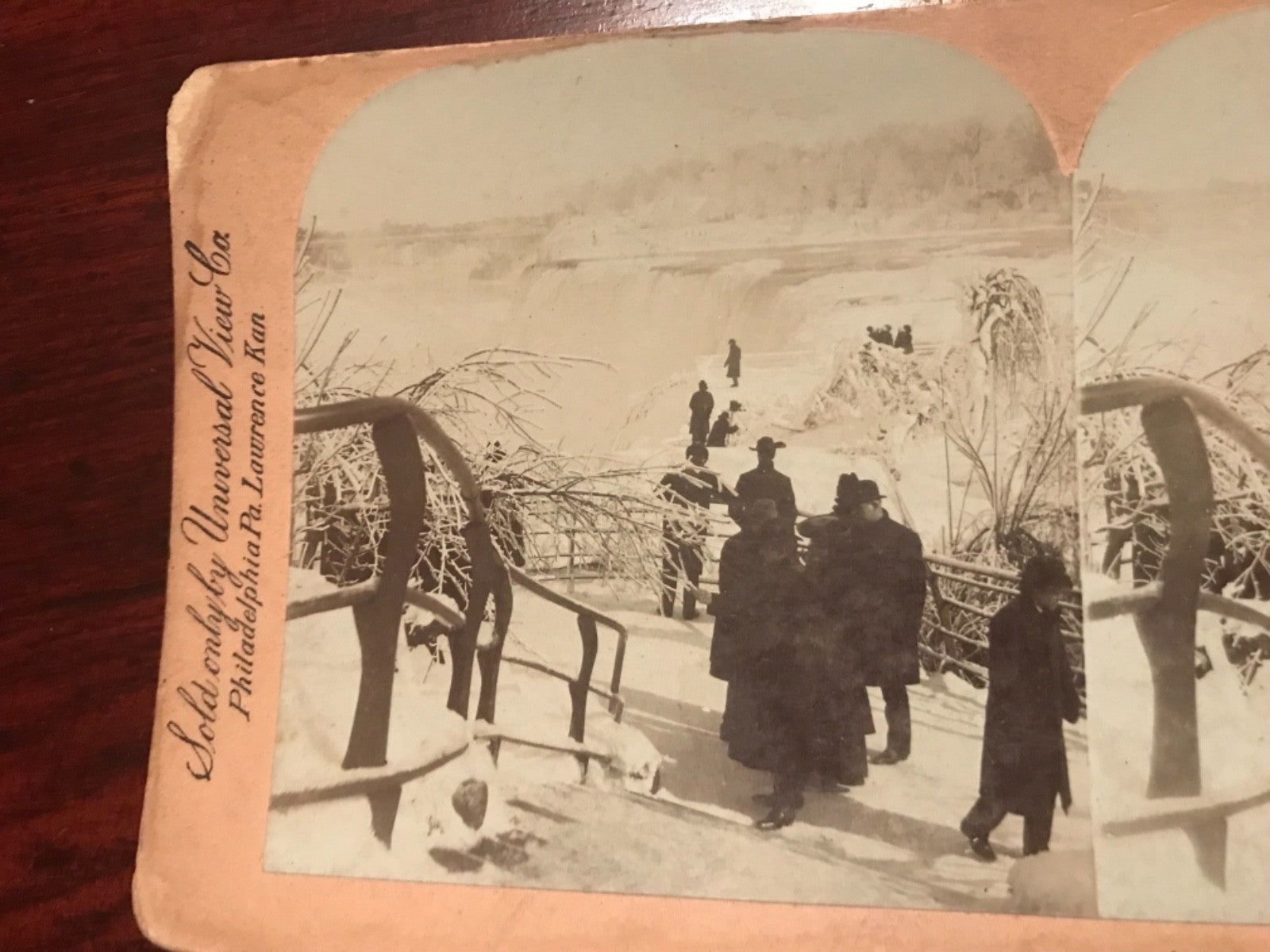 1903 Real photo stereoview American Niagara Falls Luna Goat Island NY New York 