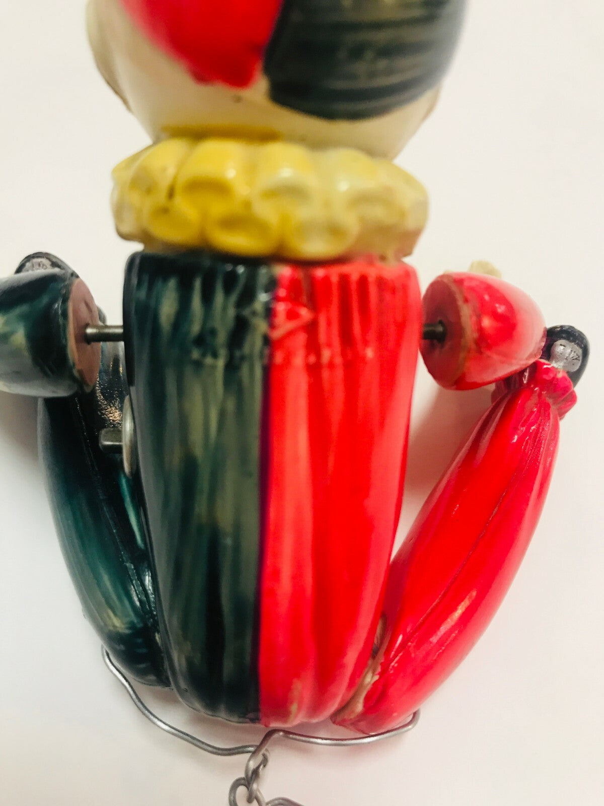 Vintage Toy Clown with Red black Clown Suit yellow Ruffles