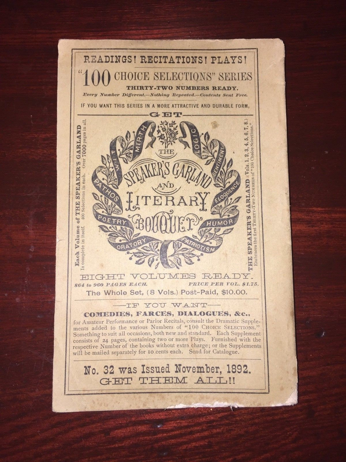 One Hundred Choice Selections for Reading and Recitations No. 30  Play Book 