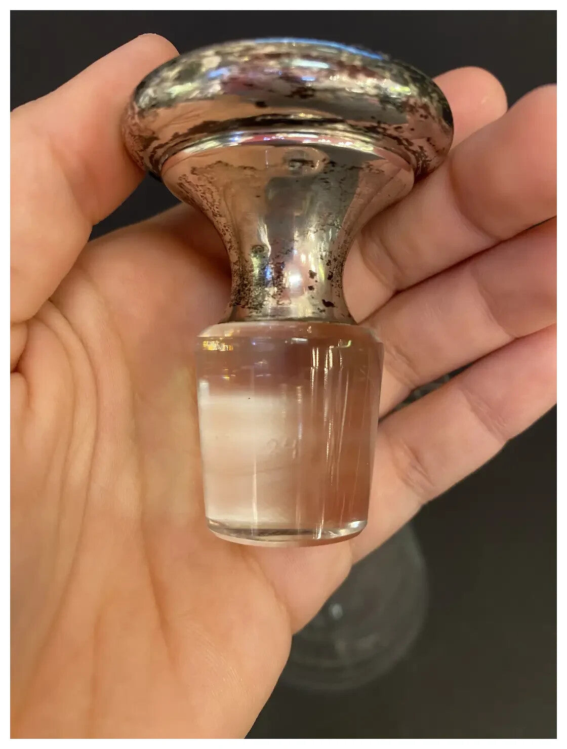 Sterling Silver Stopper 1920 Hawkes Cut Glass Engraved Oil Vinegar Bottle Cruet