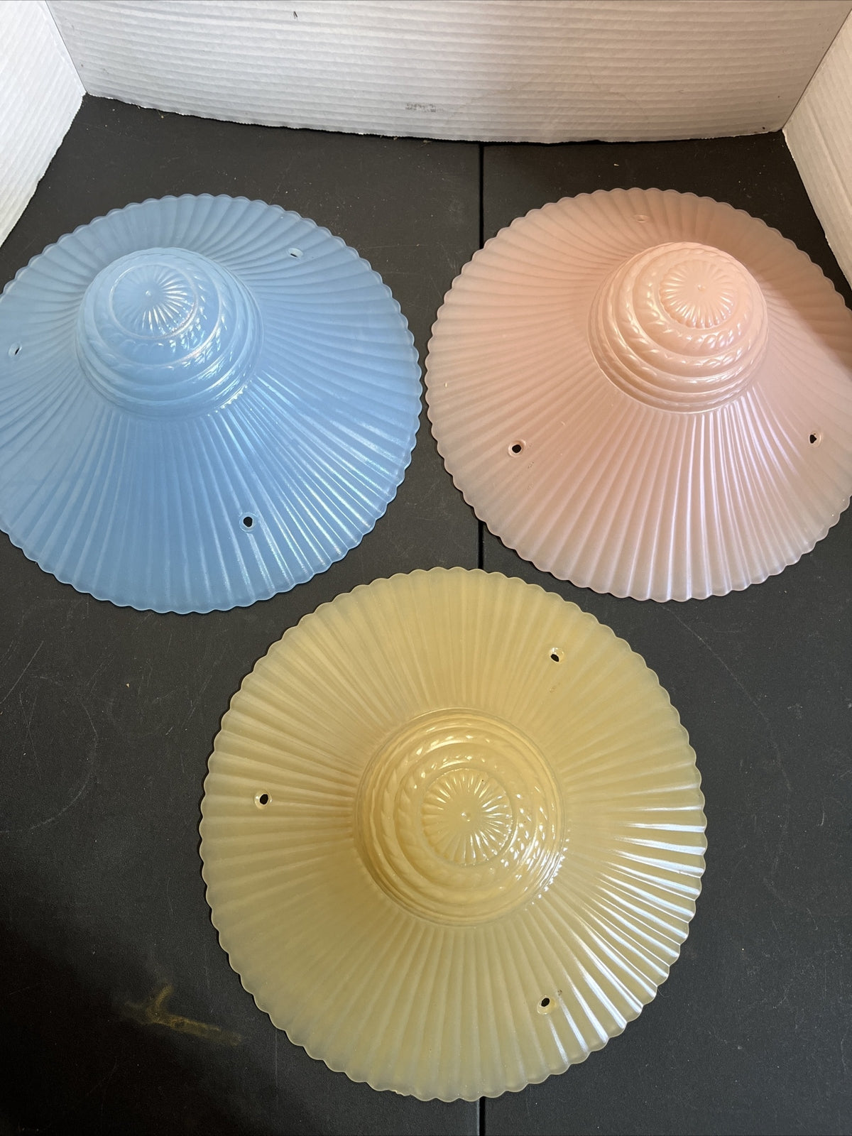 Vintage 11” Glass Shade 3 Hole