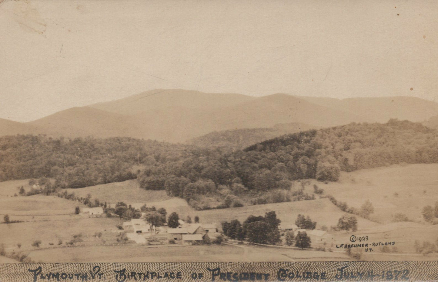 Real Photo 1923 Plymouth VT Birthplace President Coolidge July 4, 1872 Postcard