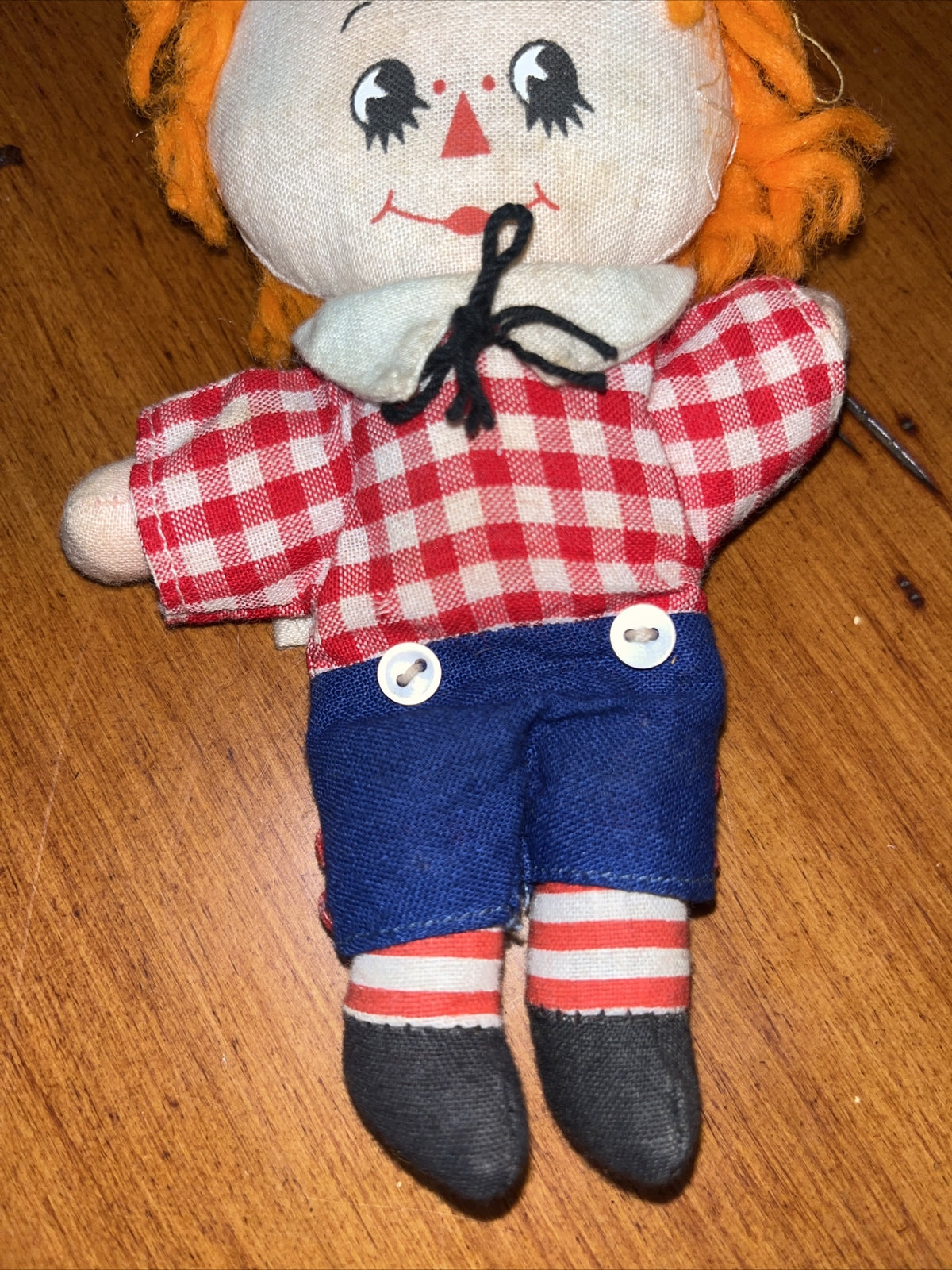 Vintage KNICKERBOCKER 6 1/2" Raggedy Andy Doll With Orange Hair