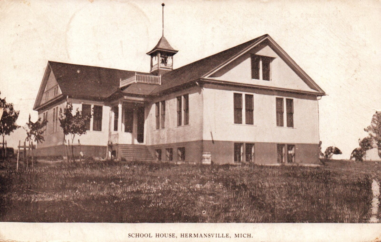 School House in Hermansville Near Iron Mountain Michigan MI Postcard