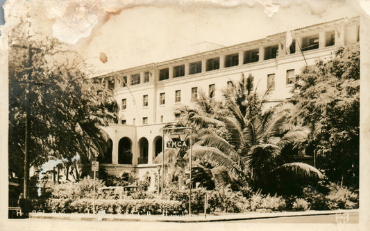 1940's Real Photo  ARMY NAVY YMCA  Honolulu  Hawaii HI Postcard