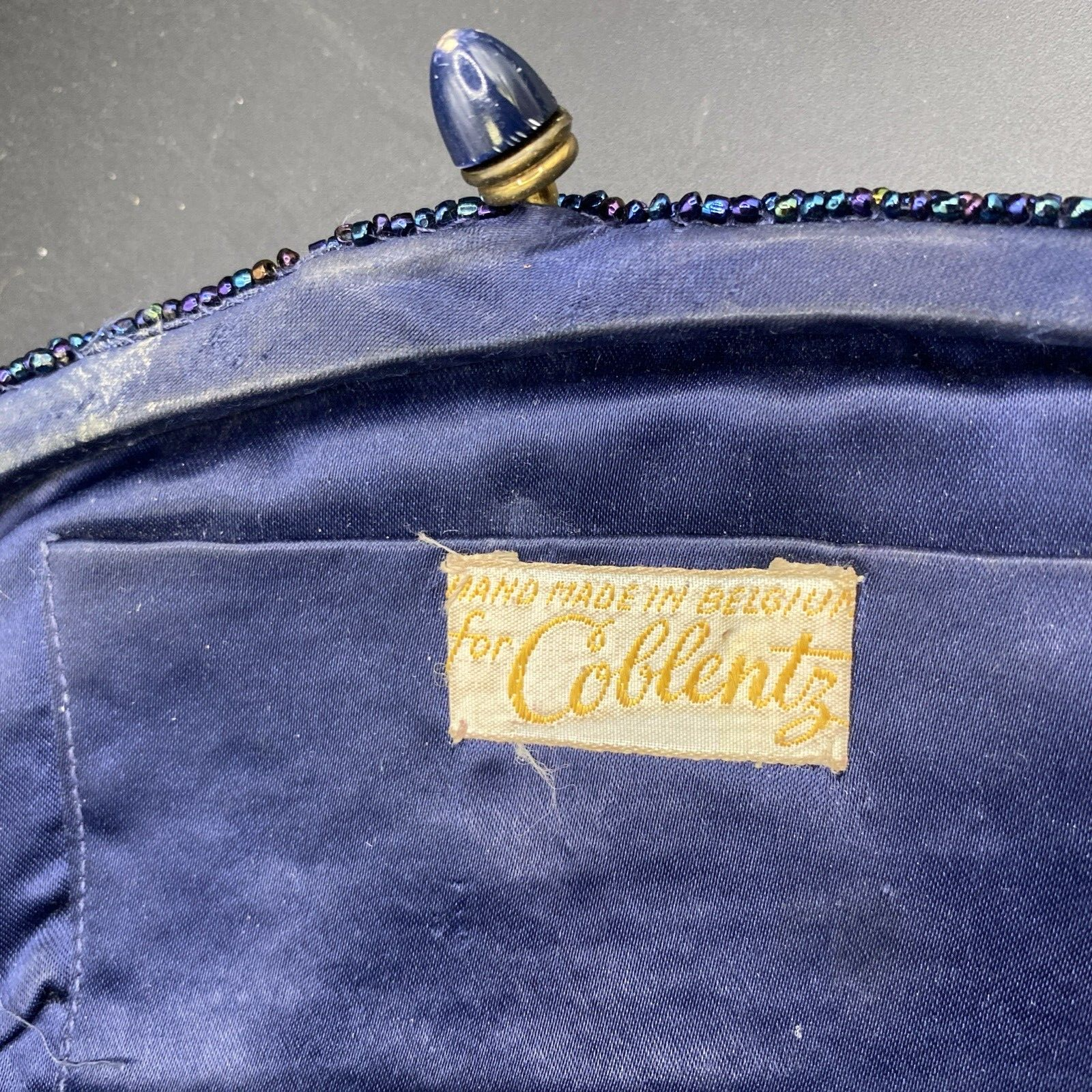 Beautiful Blue Coblentz Beaded Purse Clutch Vintage Antique   Circa 1950's