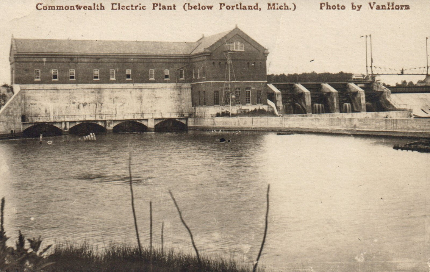 Commonwealth electric Plant Below Portland Michigan Michigan Mich MI Postcard