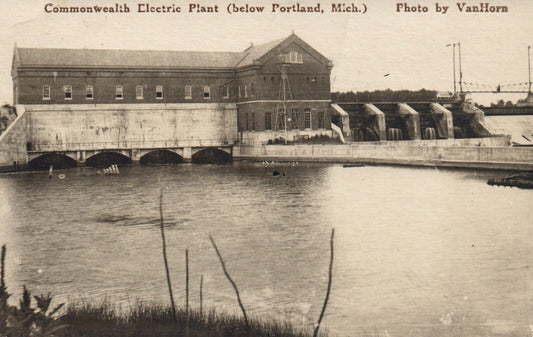 Commonwealth electric Plant Below Portland Michigan Michigan Mich MI Postcard