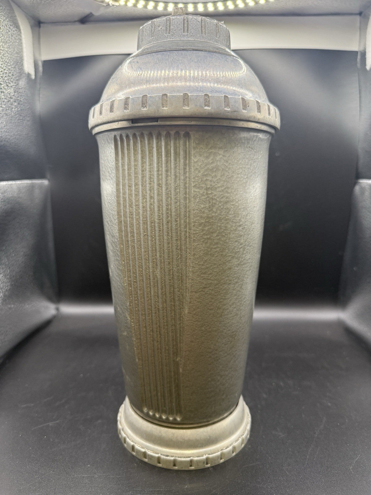 MCM Art Deco Precision Cooler Vintage Metal Cocktail Shaker Rare Gun Metal Gray