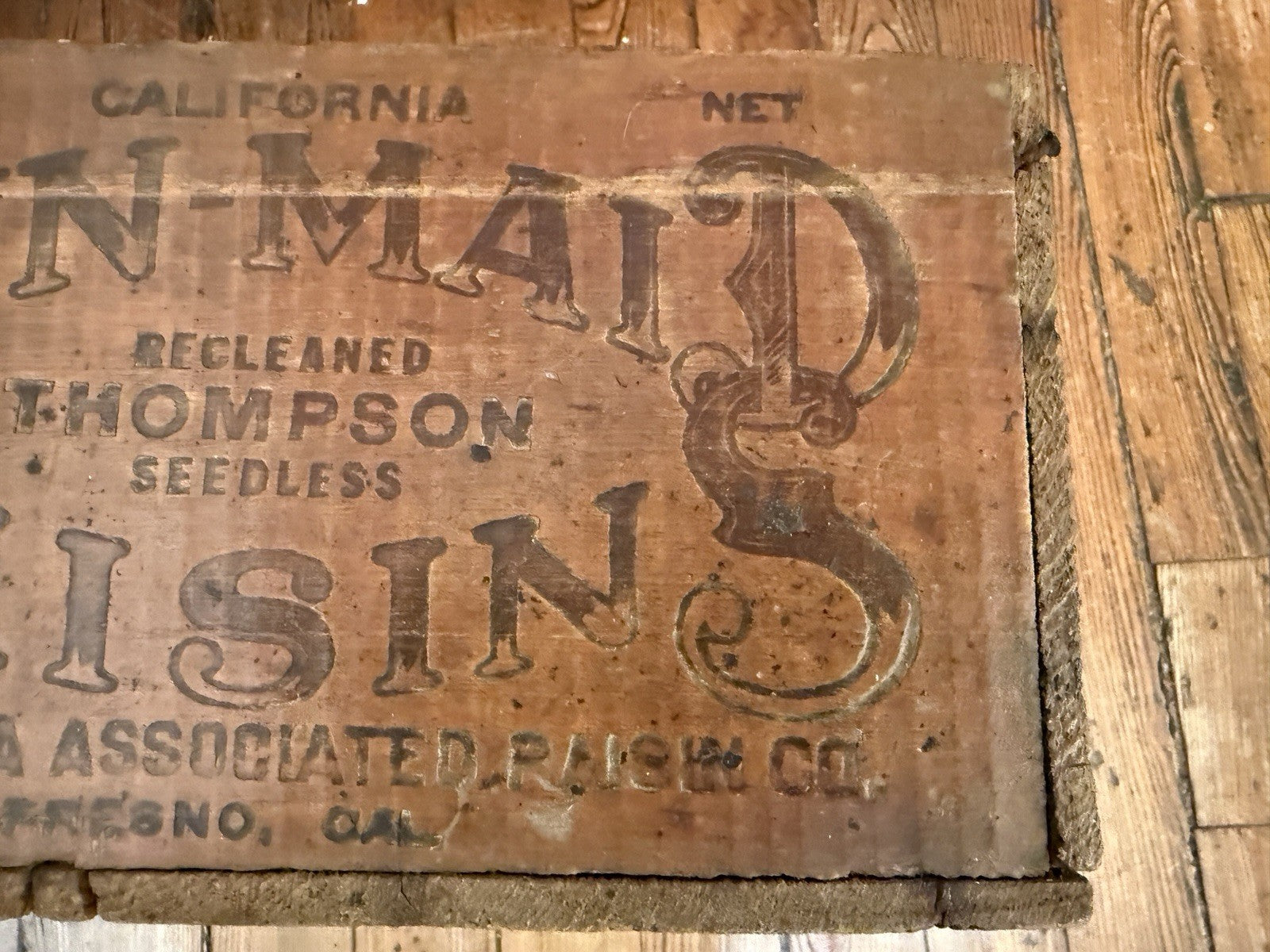 RARE Vintage Wood Crate Special Sun-Maid Raisin Growers Assoc Fresno California