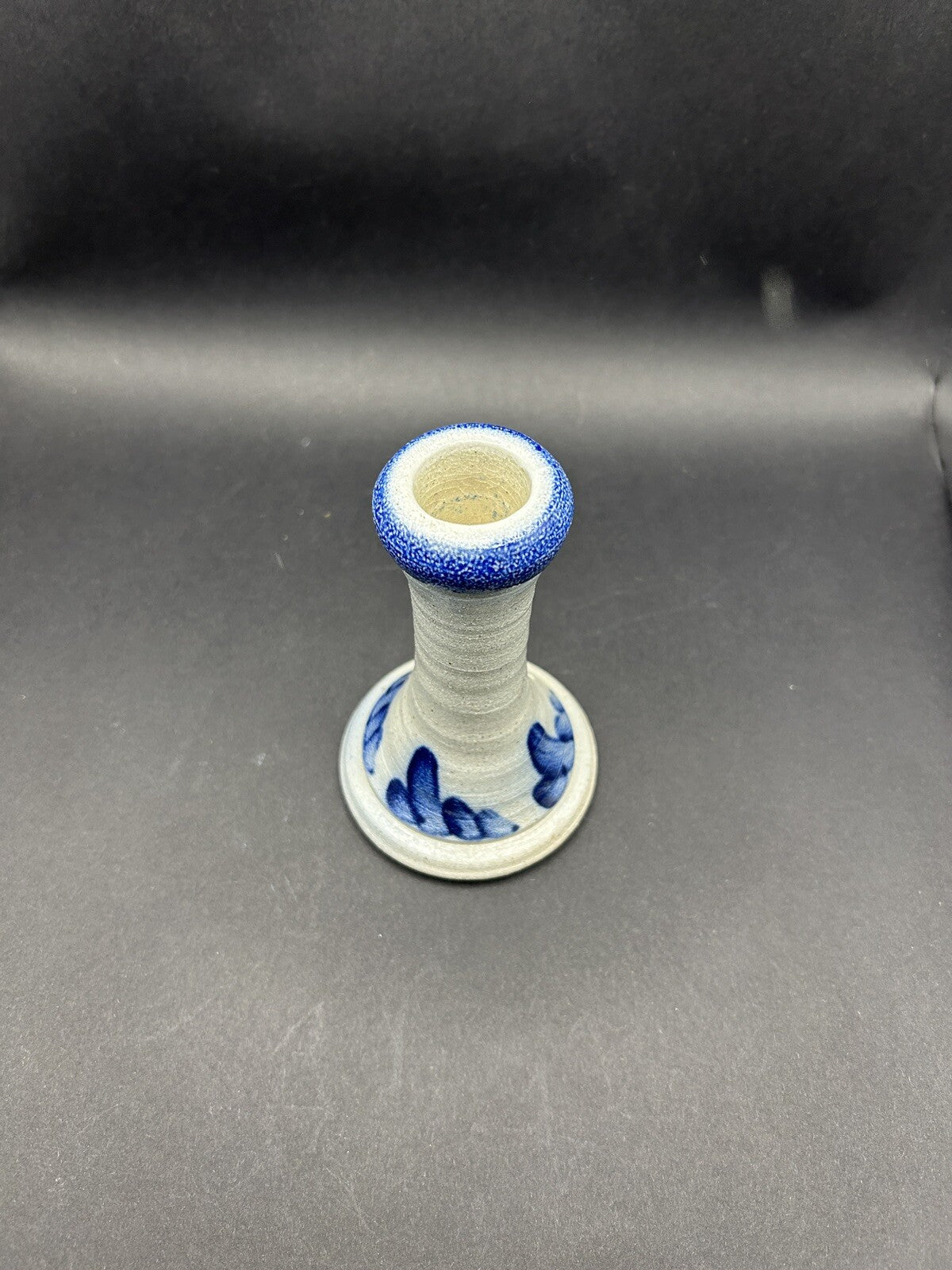  Rowe Pottery Works Candle Stick Holder Vintage 5" Cobalt Salt Glaze 1990 20A