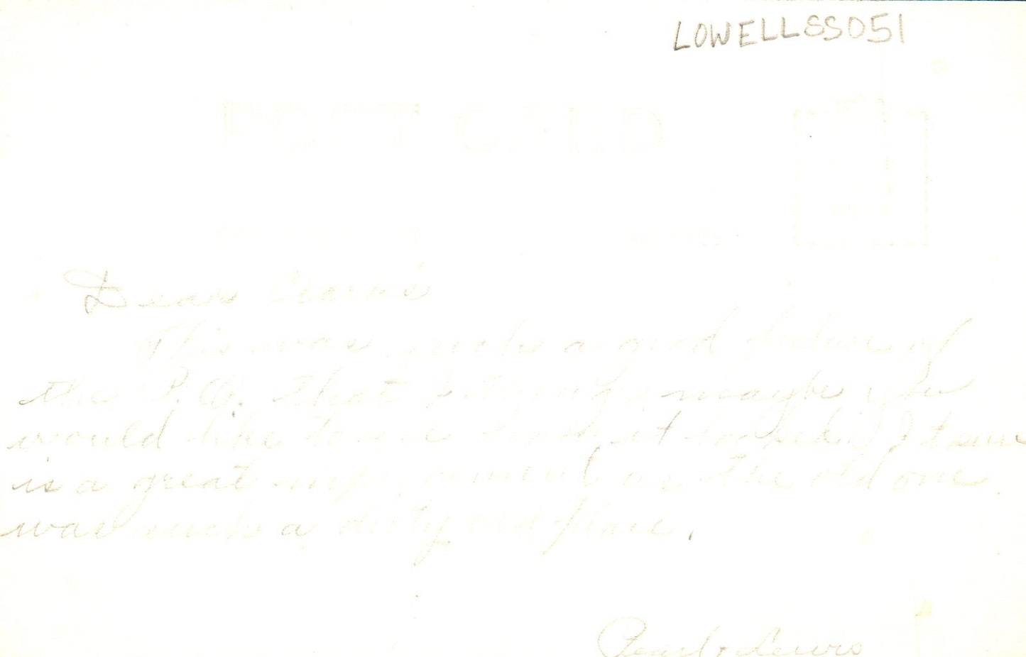 Real Photo Post Office Old lamp posts Lowell MI Michigan Mich  Postcard