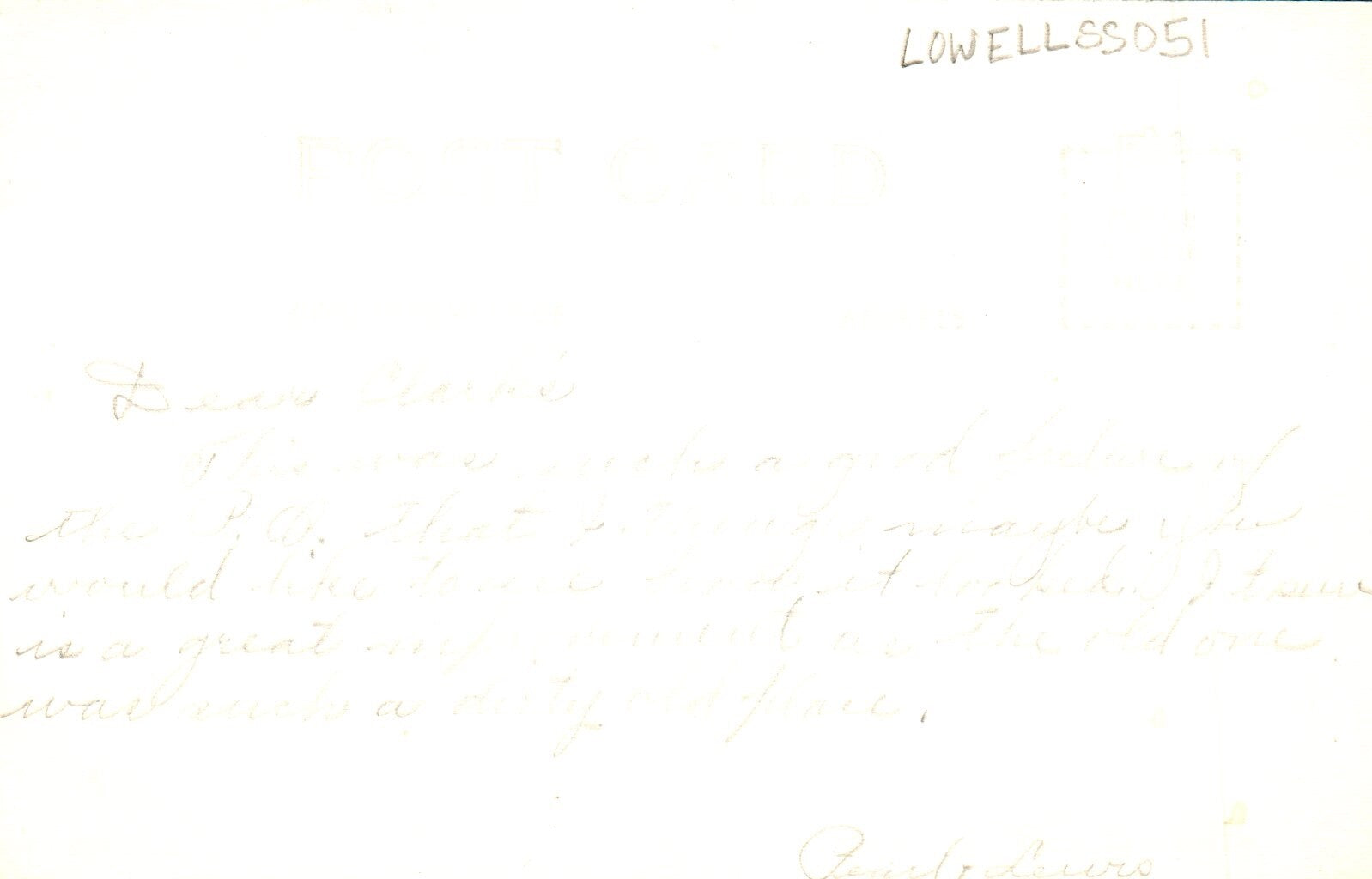 Real Photo Post Office Old lamp posts Lowell MI Michigan Mich  Postcard