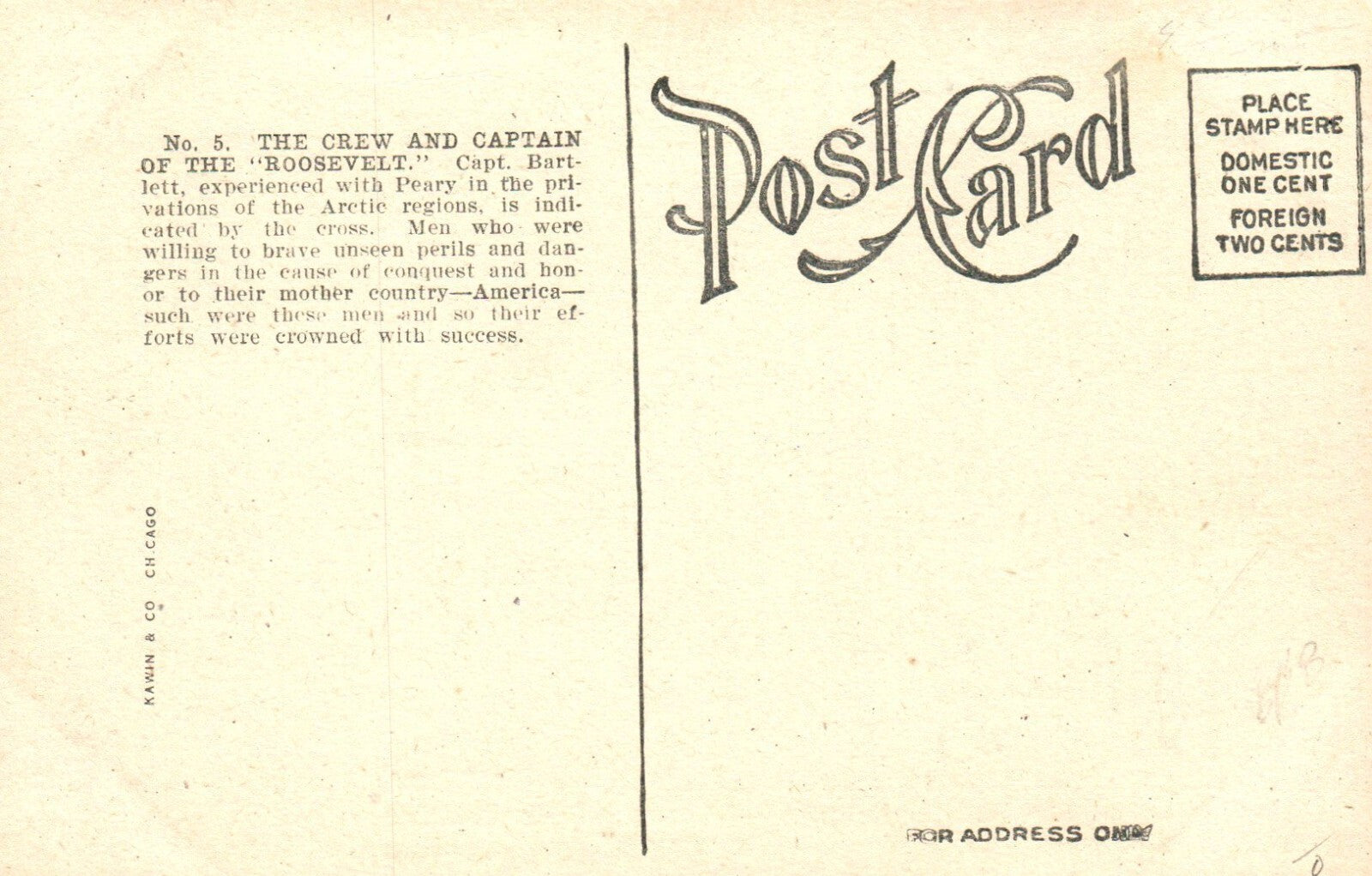 Captain Bartlett and Crew of The Steamer "Roosevelt" Postcard