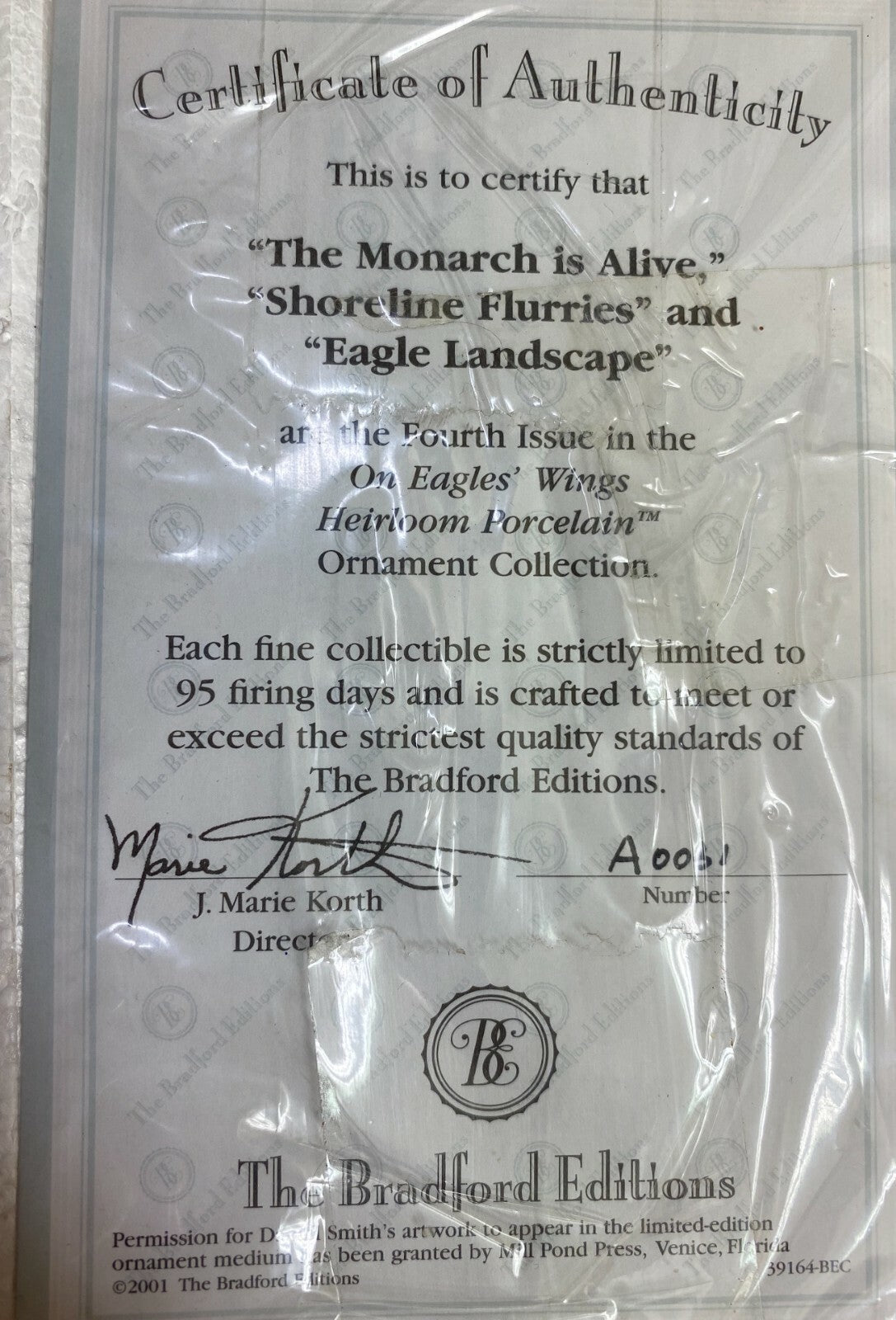 Eagles Wings Heirloom Porcelain Ornament Collection of 3 