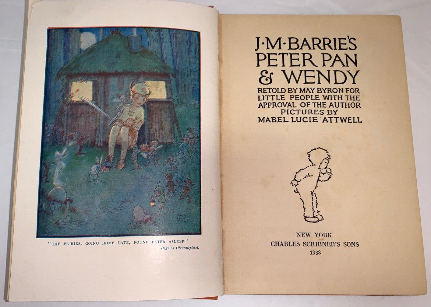 1938 J M Barries Peter Pan & Wendy Retold For Little People MABEL LUCY ATTWELL