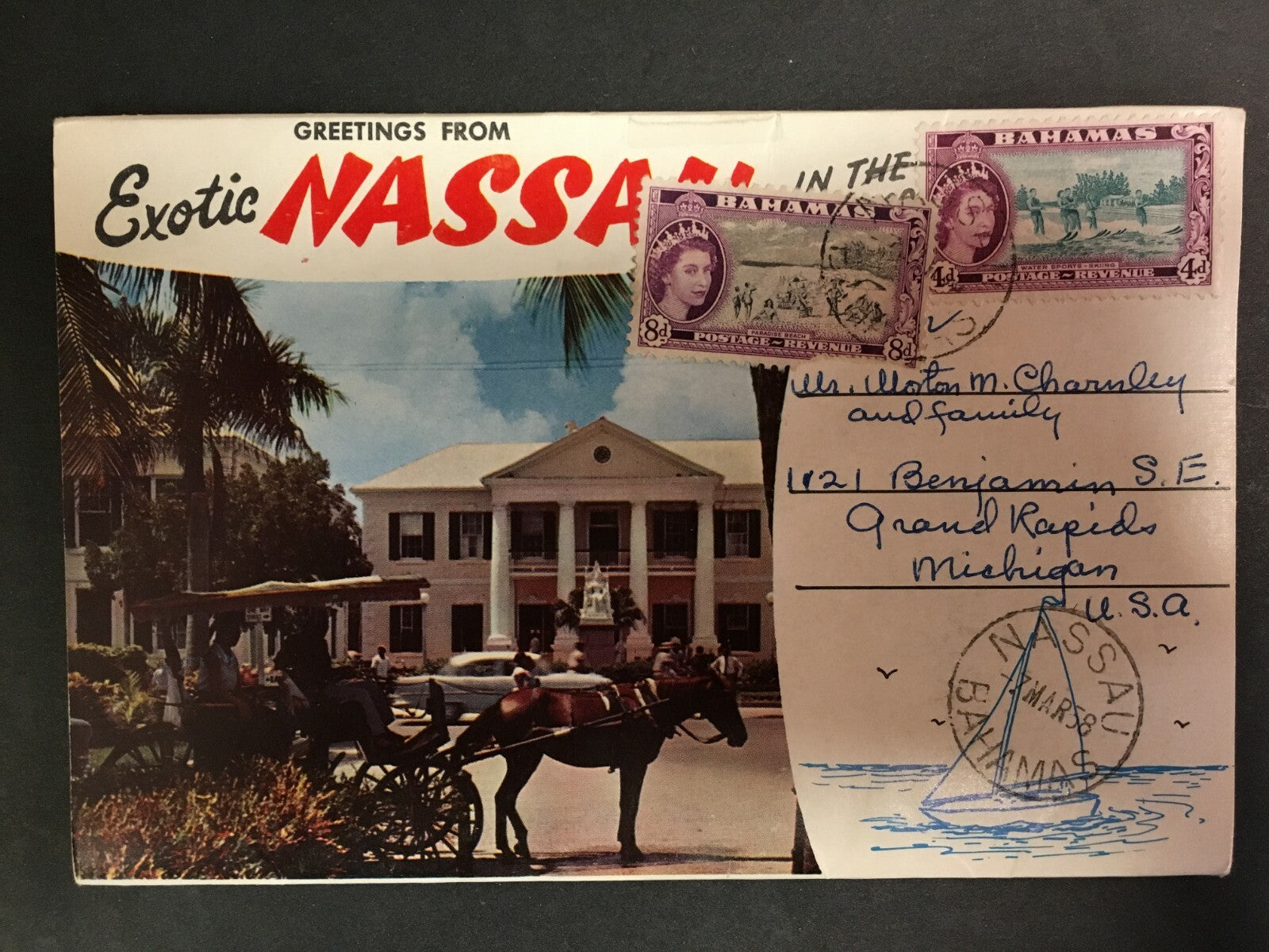  Exotic Nassau Bahamas Flamingo Large Letter Postcard Folder 