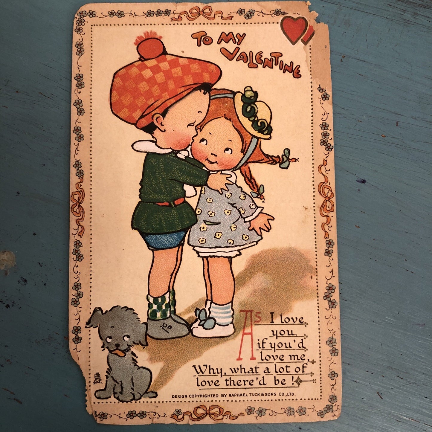 Set Tuck Valentine Cards Children Kissing MLA Artist Signed Mabel Lucie Attwell