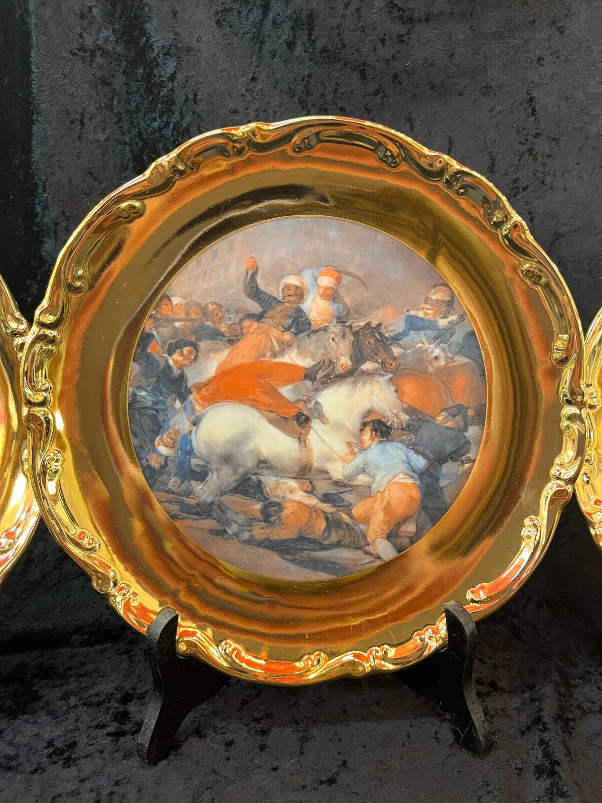 Set of 3 Vintage J.K. Bavaria Gold Trimmed Plates