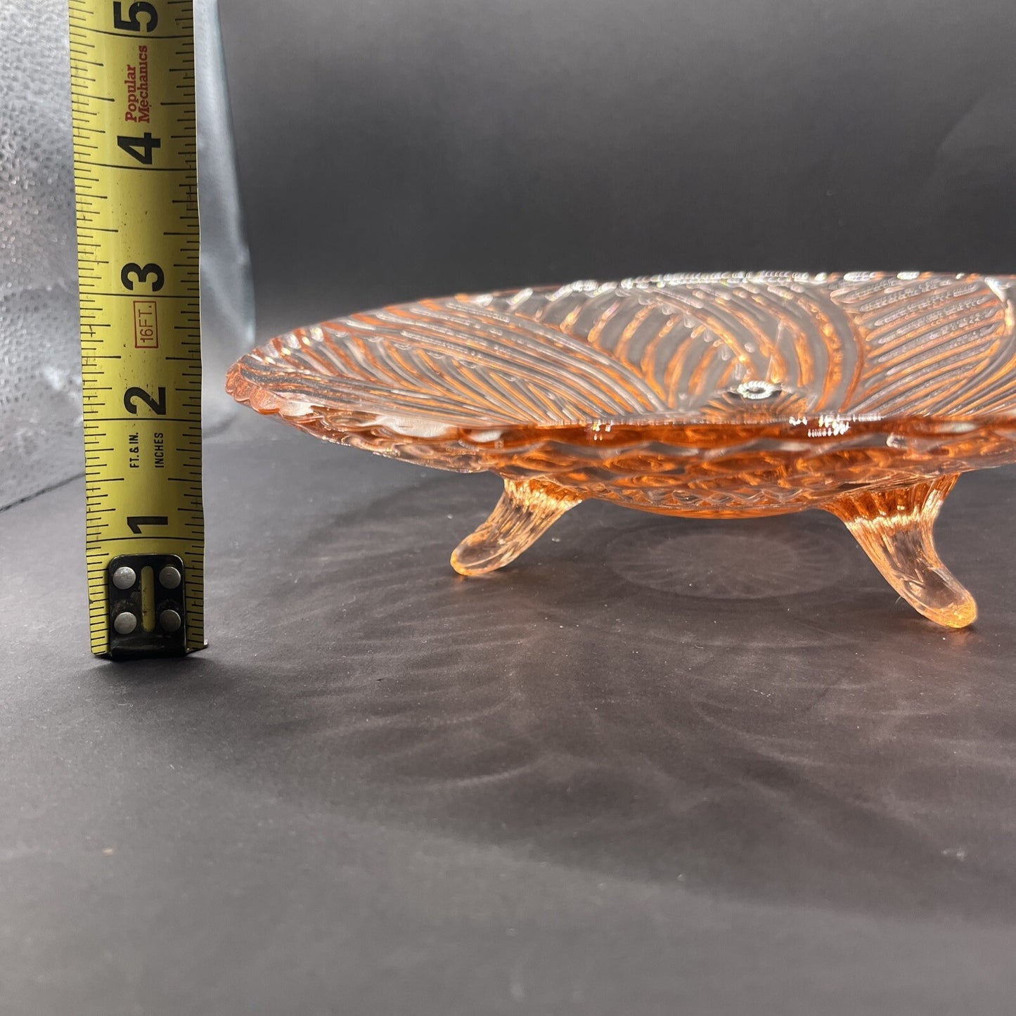 Anchor Hocking Prismatic Pink Depression Glass Footed Dish Swirl 1941 Vintage