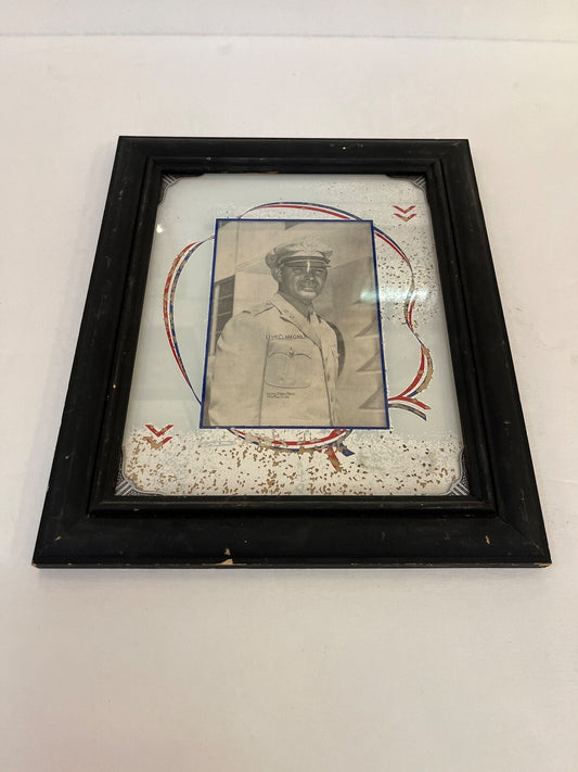 Vintage Black Wooden Patriotic Frame with Photo of Clark Gable