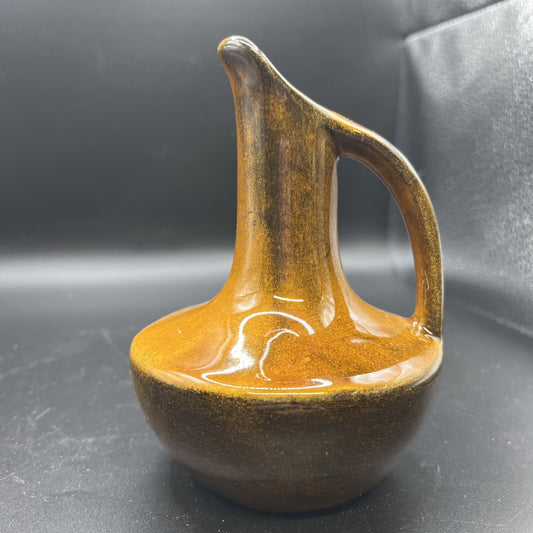 Vtg. Anna Van Briggle Brown Pottery Pitcher 6-1/2” 