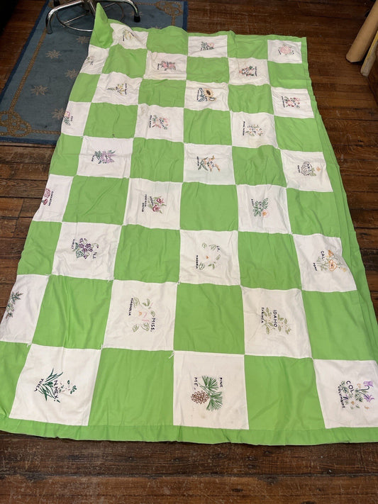Vintage Quilt Grandmother's State Flowers-  Garden 88 X 74 inches