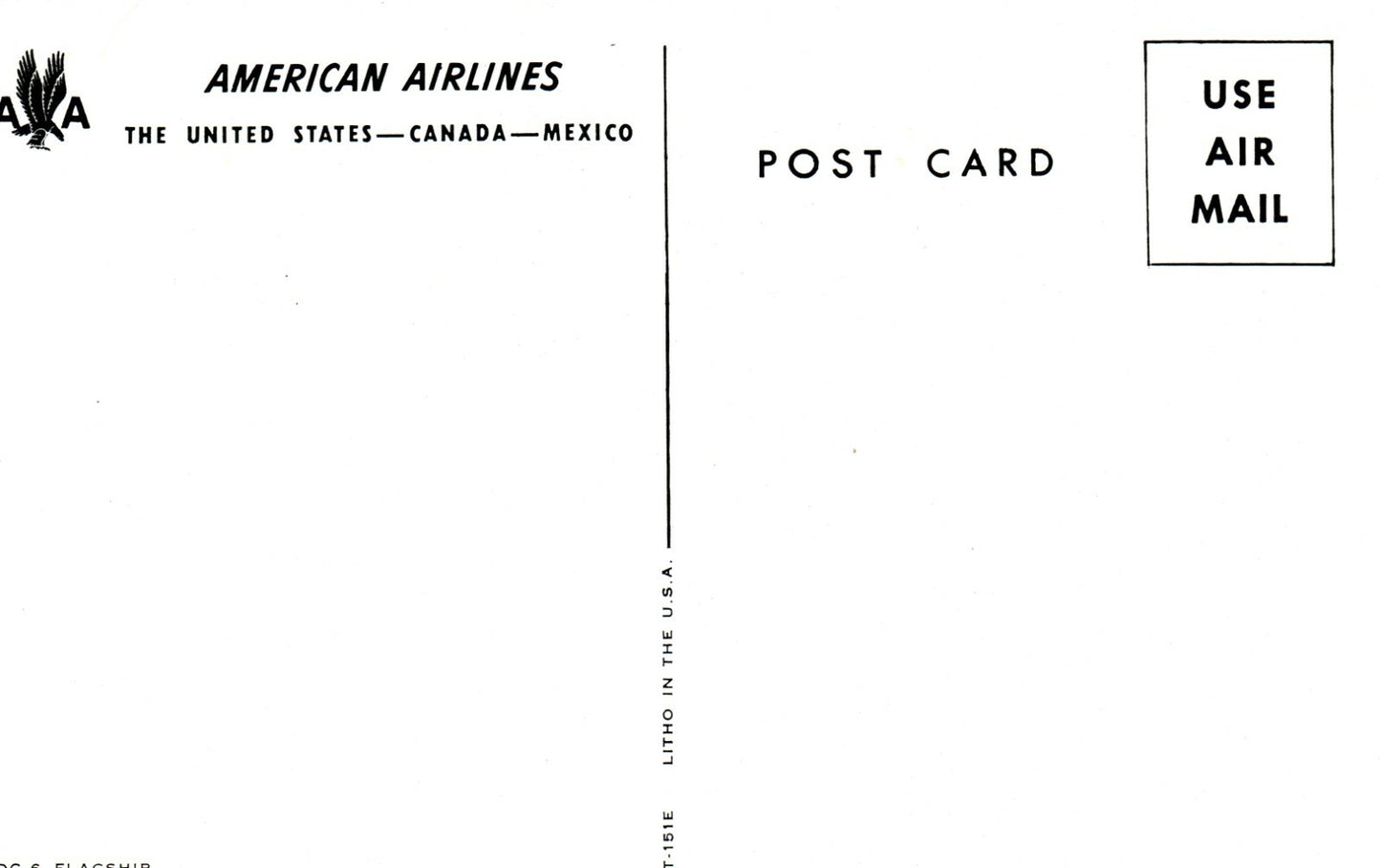 American Airlines Airplane 1953 DC-6 Flagship  Postcard