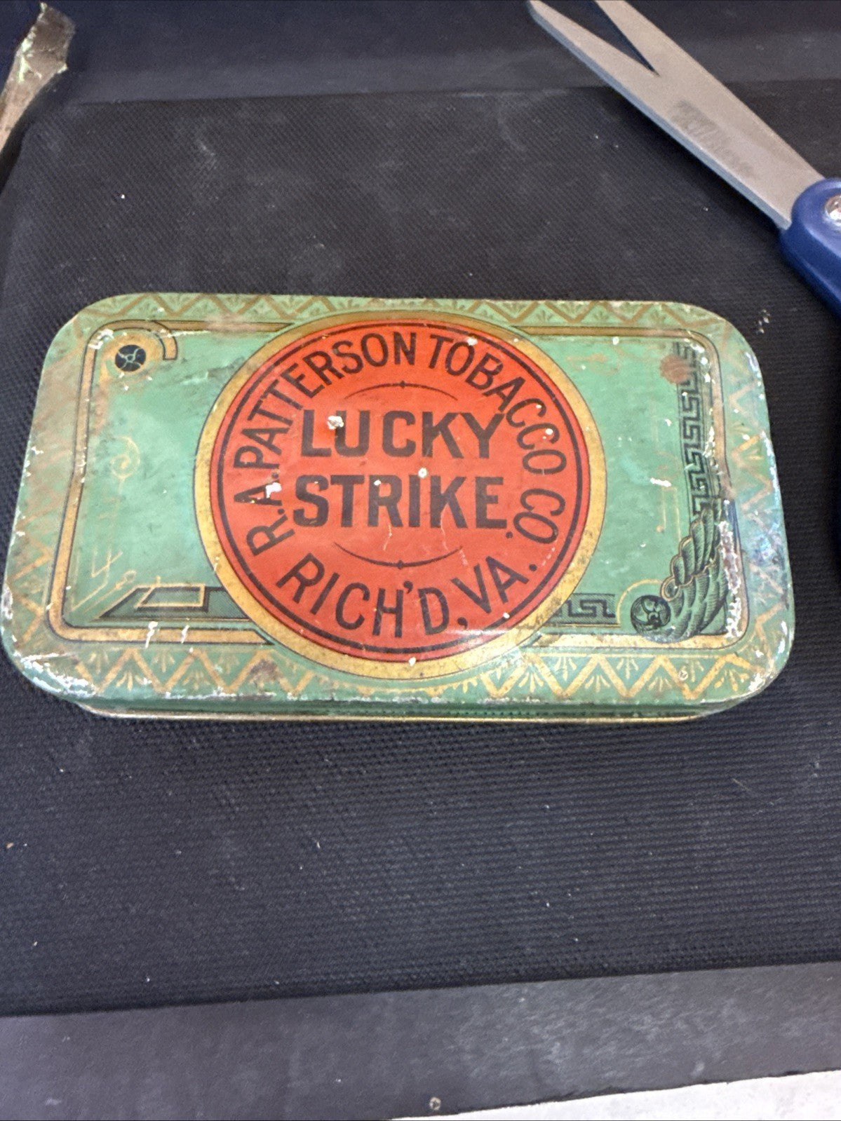 Vintage 1920s Lucky Strike Cigarette Tin Box R A Patterson Tobacco Co